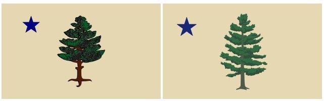 Credit: DevinCook via Wikimedia Commons (flag from 1901-1909, on the left), Hstoops - Own work, CCO (proposed flag, on the right)